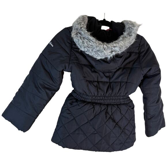 Protection System Puffer Coat Jacket Girls 7 / 8 Black Faux Fur Hooded Full Zip - Picture 2 of 9
